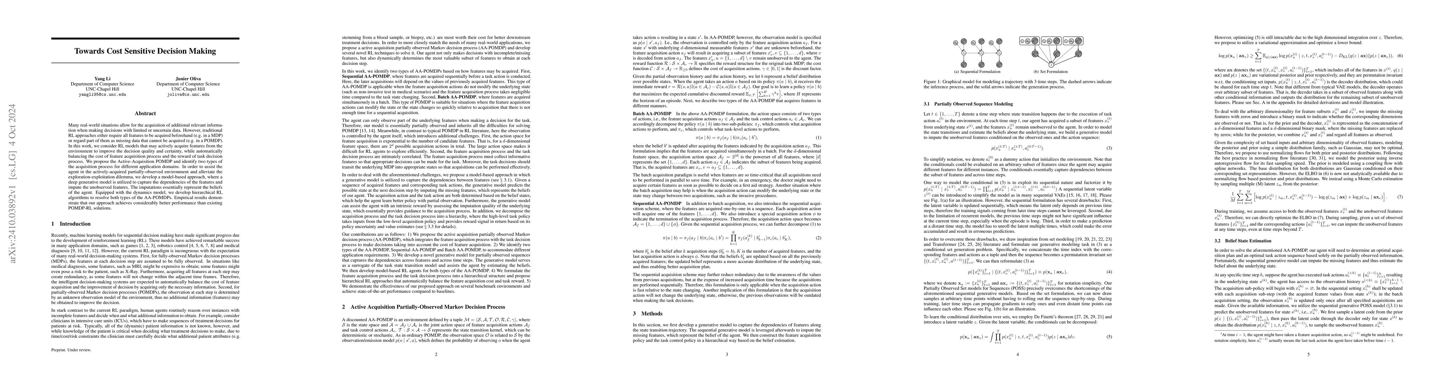 Thumbnail for Towards Cost Sensitive Decision Making