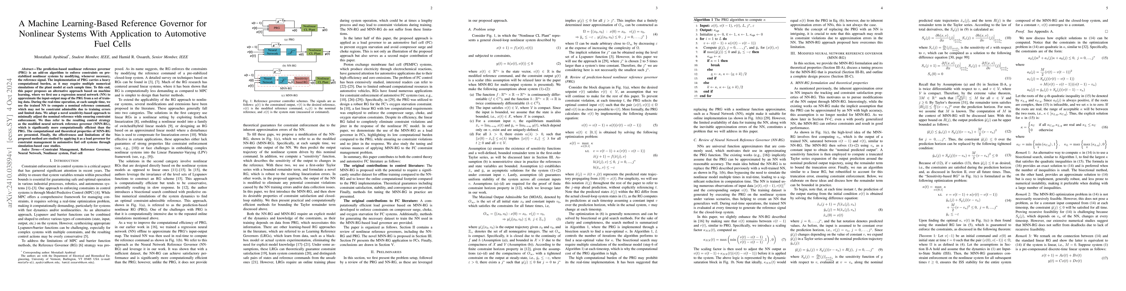 Thumbnail for A Machine Learning-Based Reference Governor for Nonlinear Systems With
  Application to Automotive Fuel Cells
