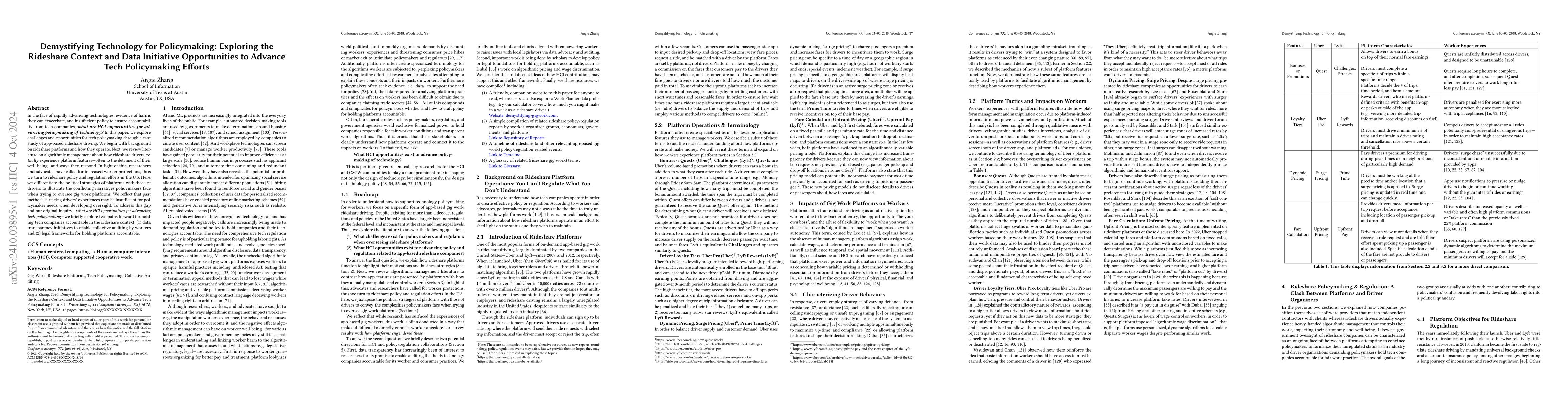 Thumbnail for Demystifying Technology for Policymaking: Exploring the Rideshare
  Context and Data Initiative Opportunities to Advance Tech Policymaking
  Efforts