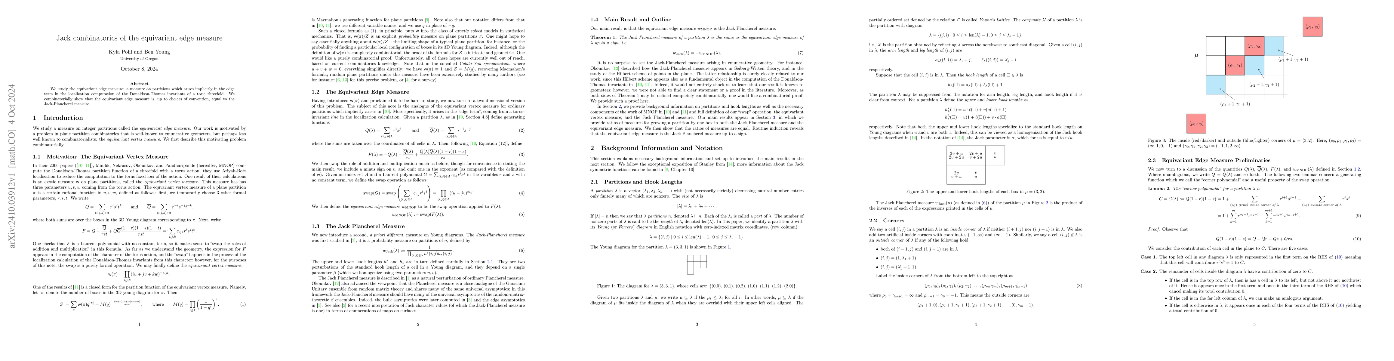 Thumbnail for Jack combinatorics of the equivariant edge measure