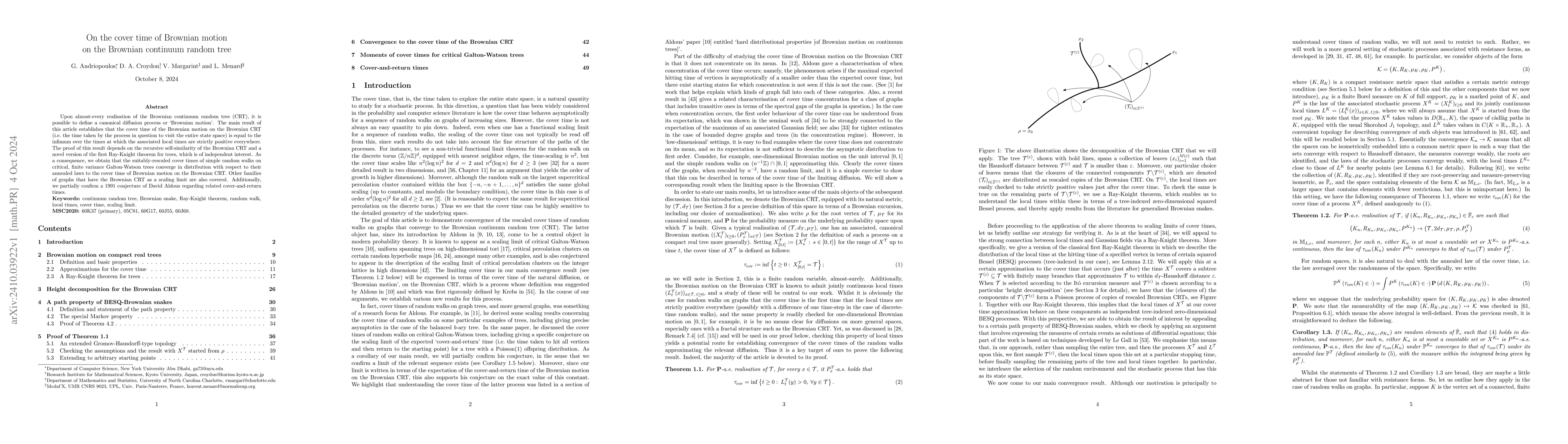 Thumbnail for On the cover time of Brownian motion on the Brownian continuum random
  tree