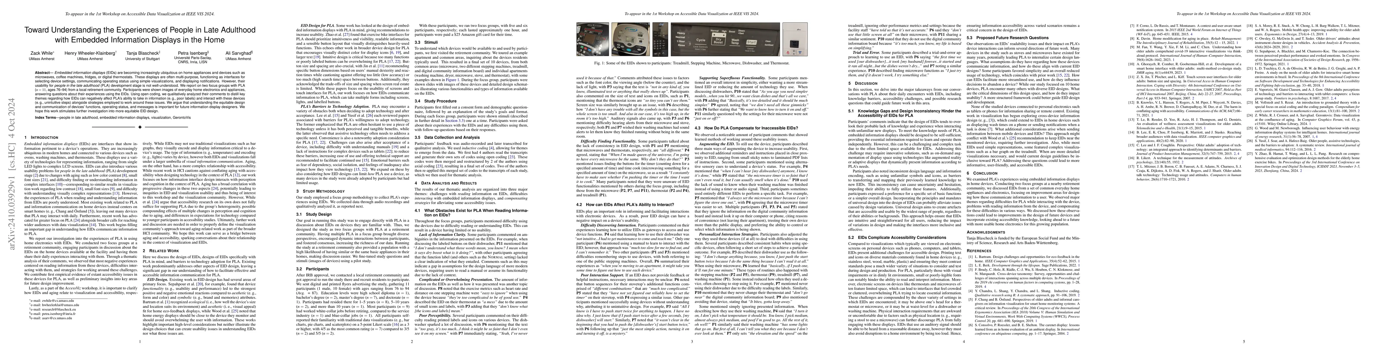Thumbnail for Toward Understanding the Experiences of People in Late Adulthood with
  Embedded Information Displays in the Home