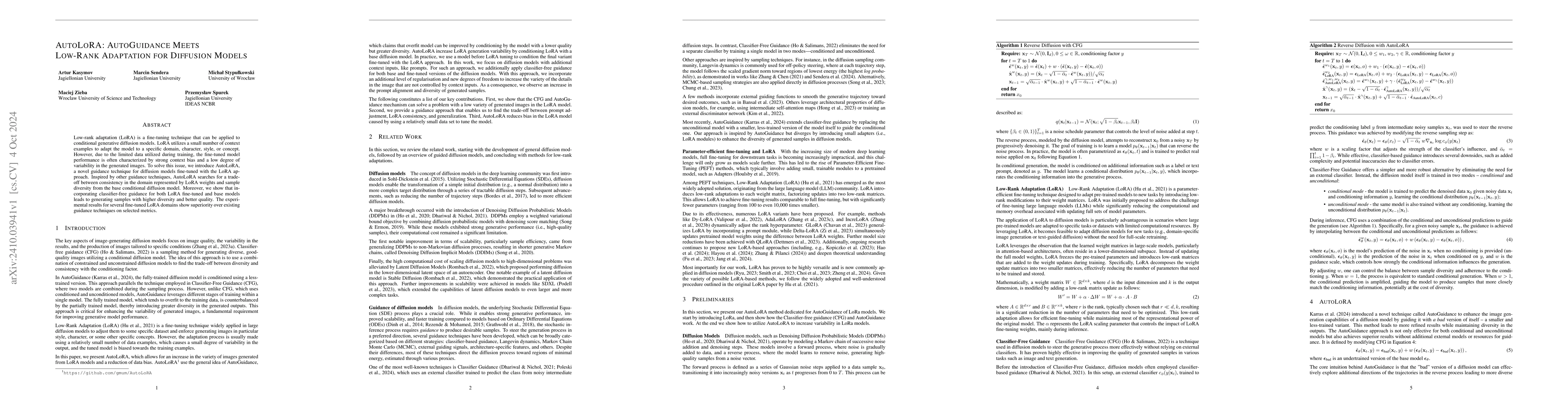 Thumbnail for AutoLoRA: AutoGuidance Meets Low-Rank Adaptation for Diffusion Models