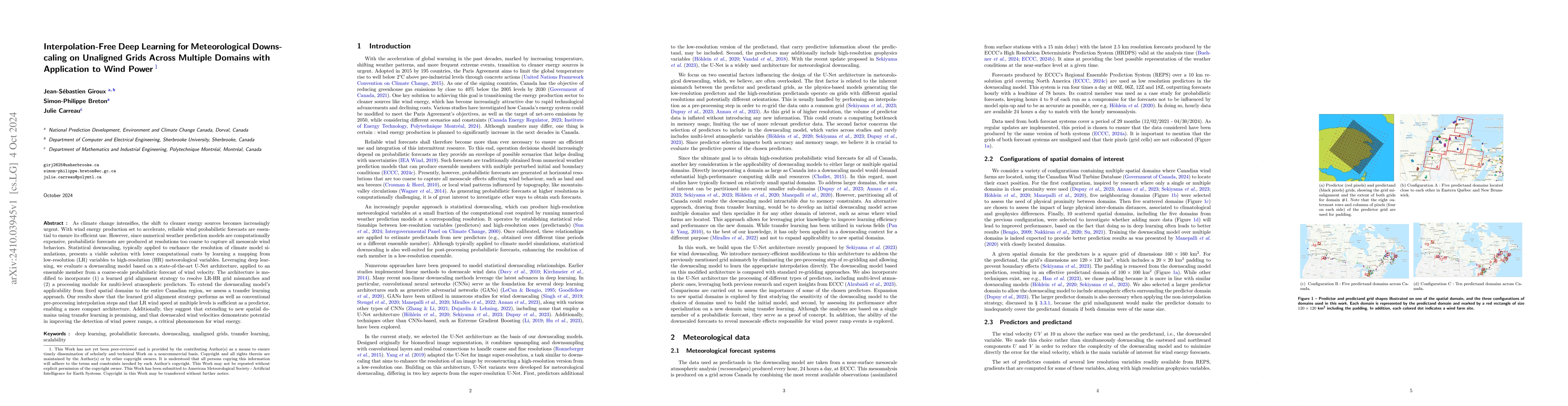 Thumbnail for Interpolation-Free Deep Learning for Meteorological Downscaling on
  Unaligned Grids Across Multiple Domains with Application to Wind Power