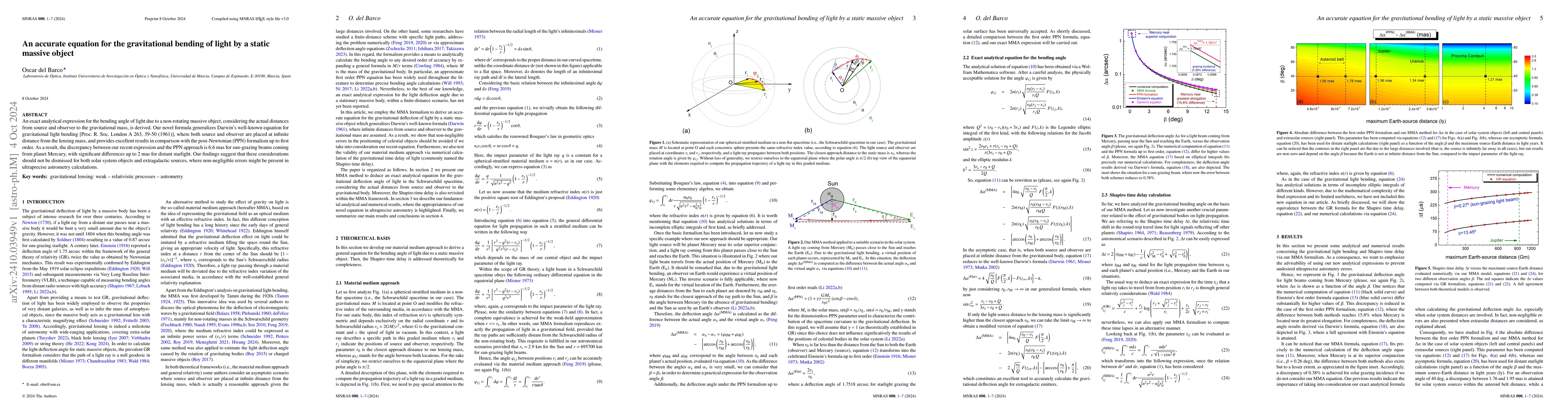 Thumbnail for An accurate equation for the gravitational bending of light by a static
  massive object
