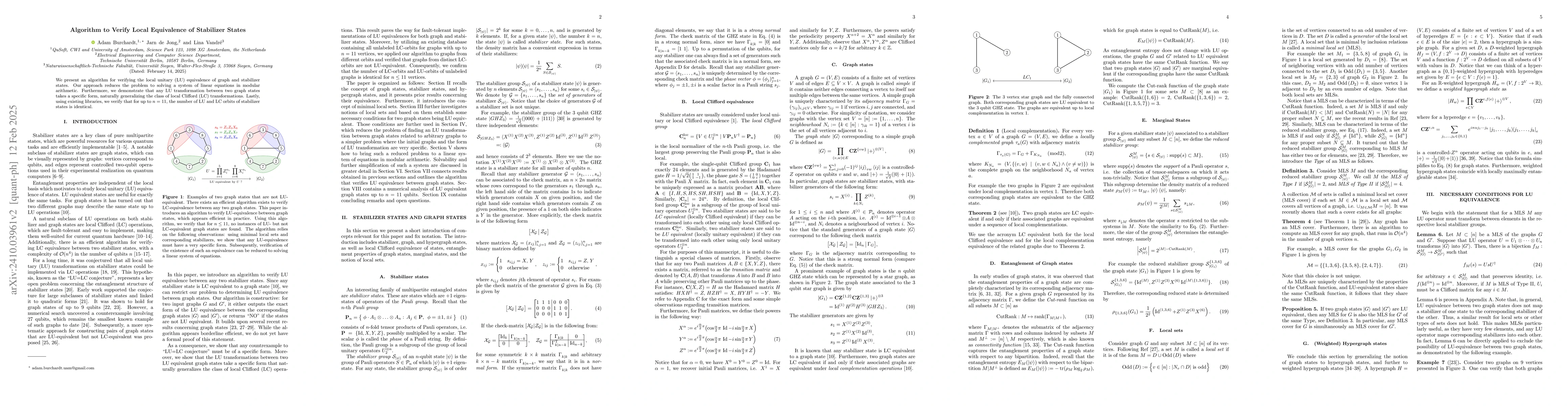 Thumbnail for Algorithm to Verify Local Equivalence of Stabilizer States