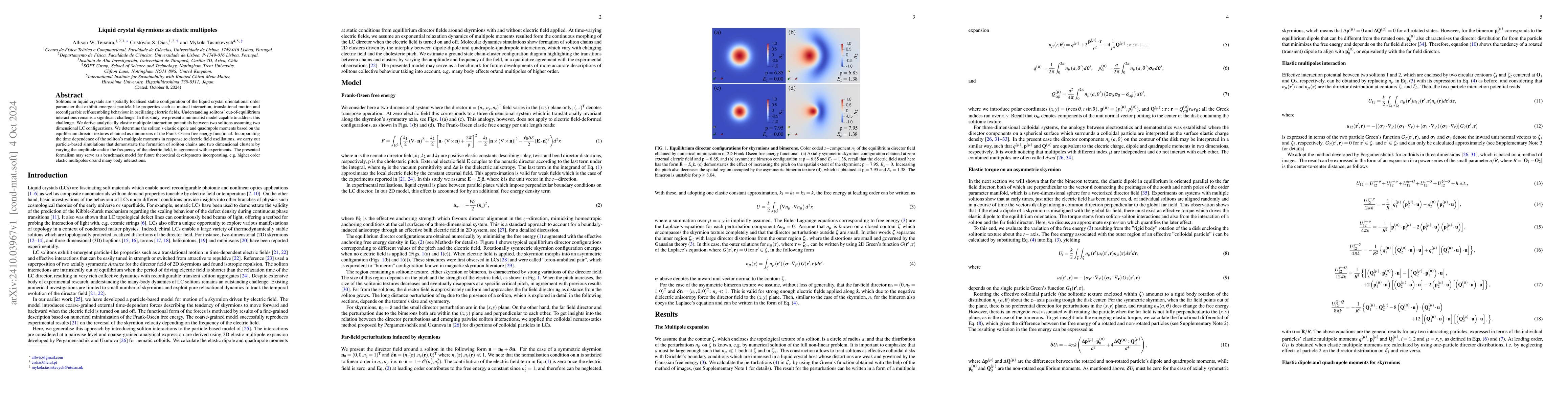 Thumbnail for Liquid crystal skyrmions as elastic multipoles