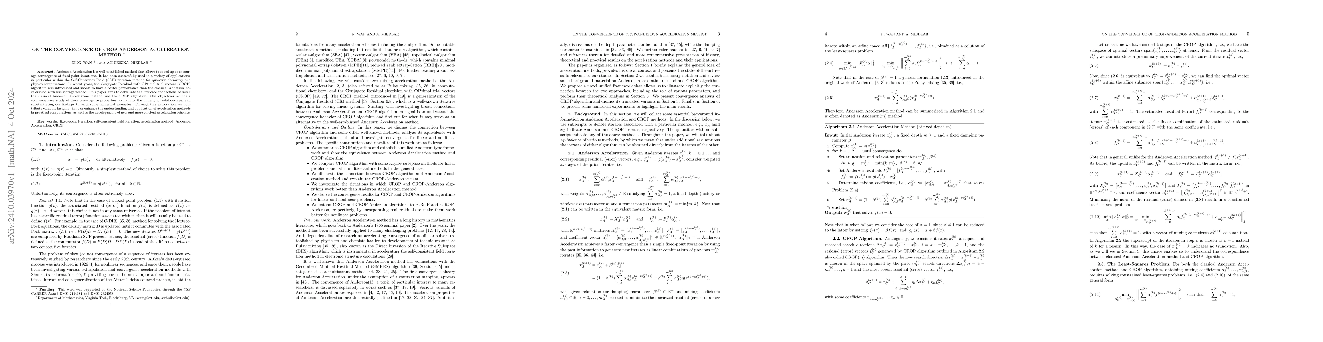 Thumbnail for On the Convergence of CROP-Anderson Acceleration Method