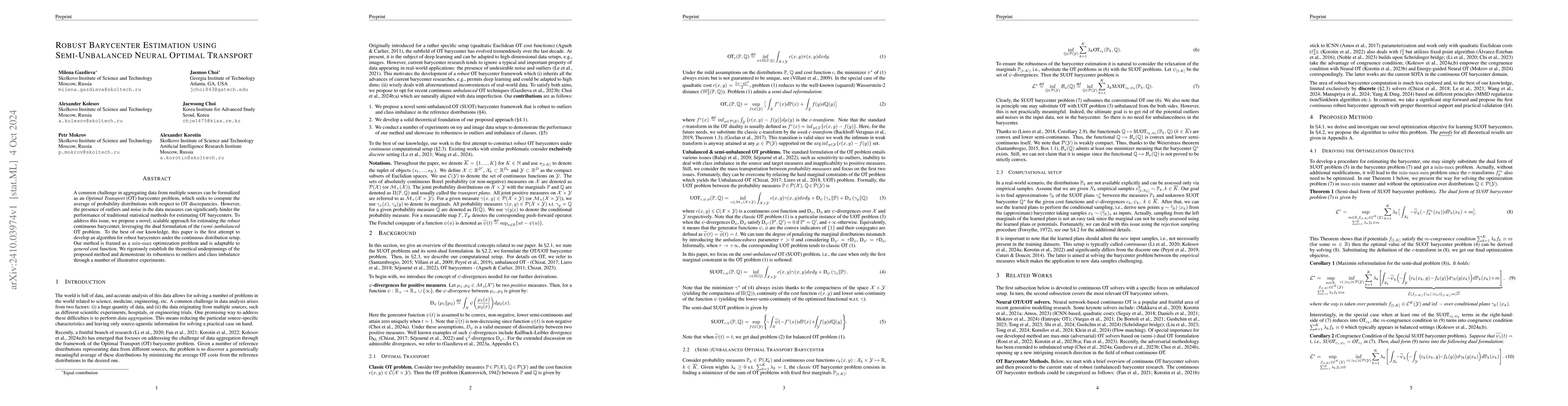 Thumbnail for Robust Barycenter Estimation using Semi-Unbalanced Neural Optimal
  Transport