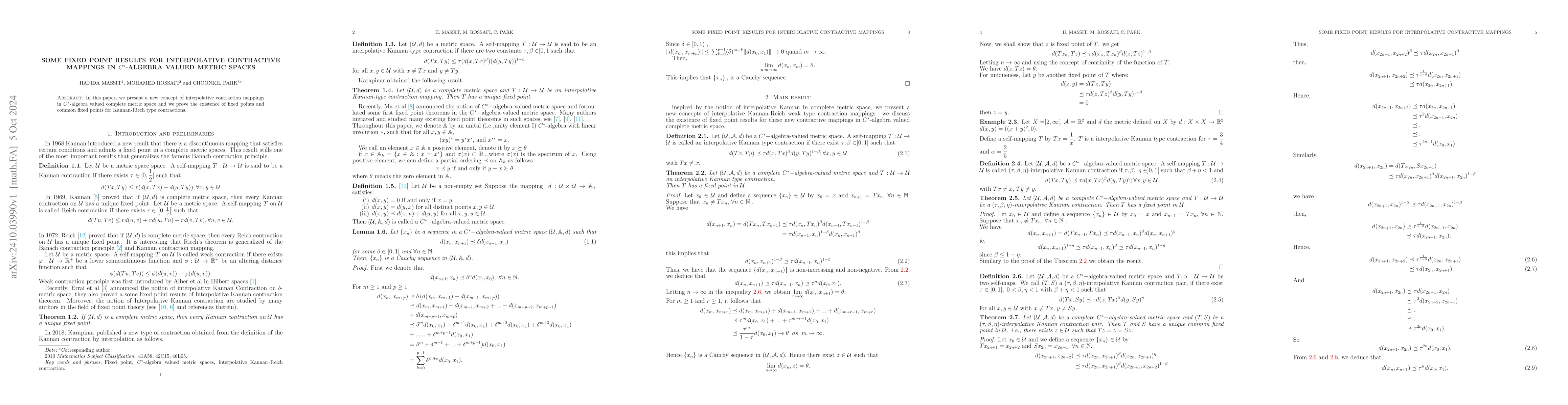 Thumbnail for Some Fixed Point Results for Interpolative Contractive Mappings in
  $C^{\ast}$-algebra valued metric spaces