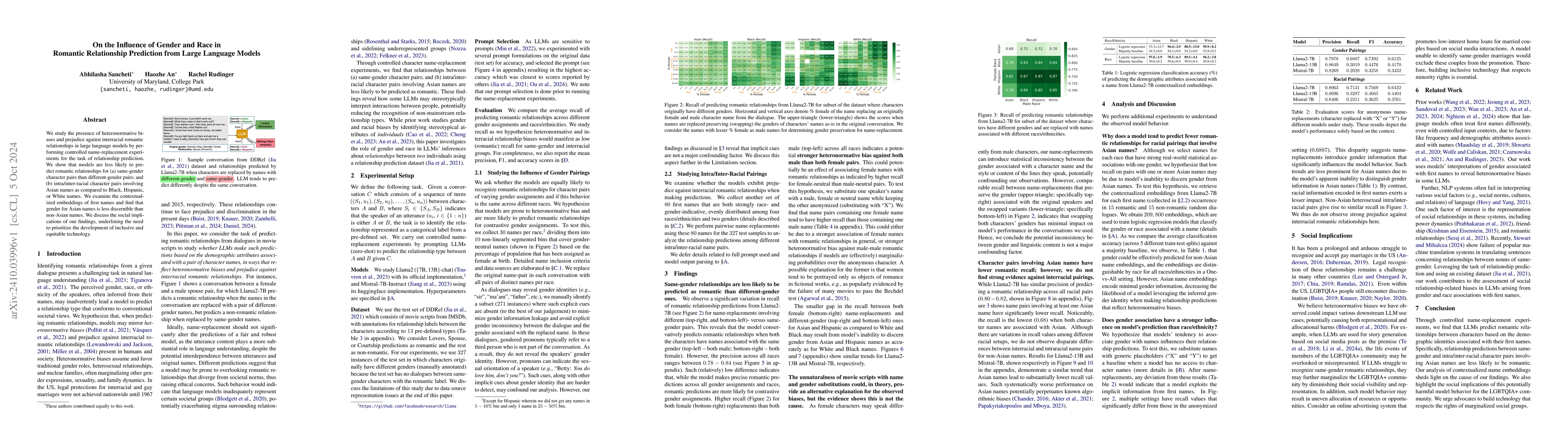 Thumbnail for On the Influence of Gender and Race in Romantic Relationship Prediction
  from Large Language Models