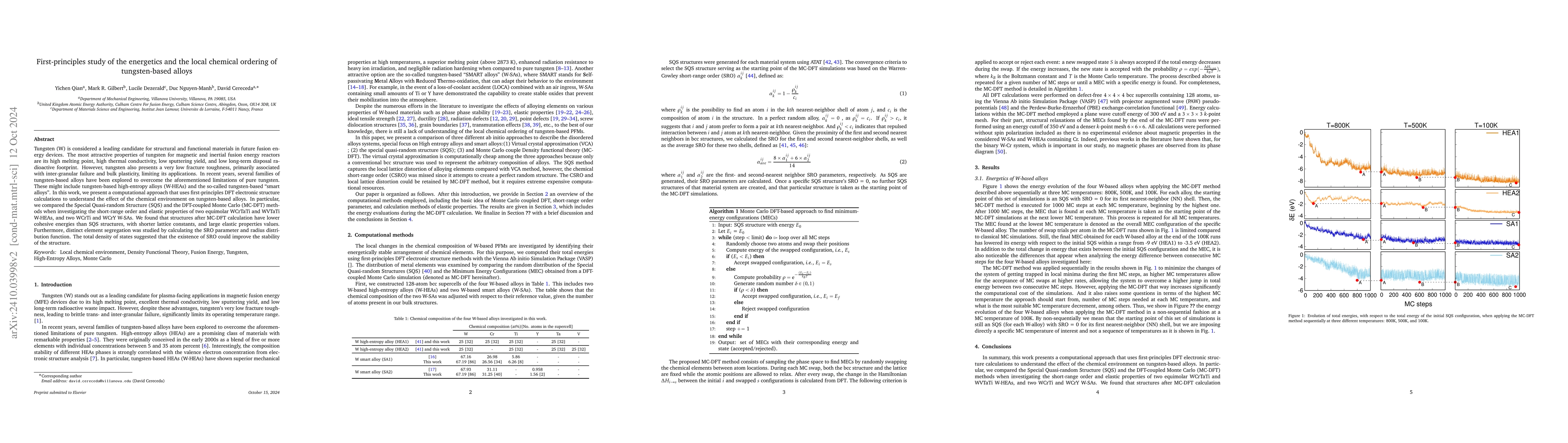 Thumbnail for First-principles study of the energetics and the local chemical ordering
  of tungsten-based alloys