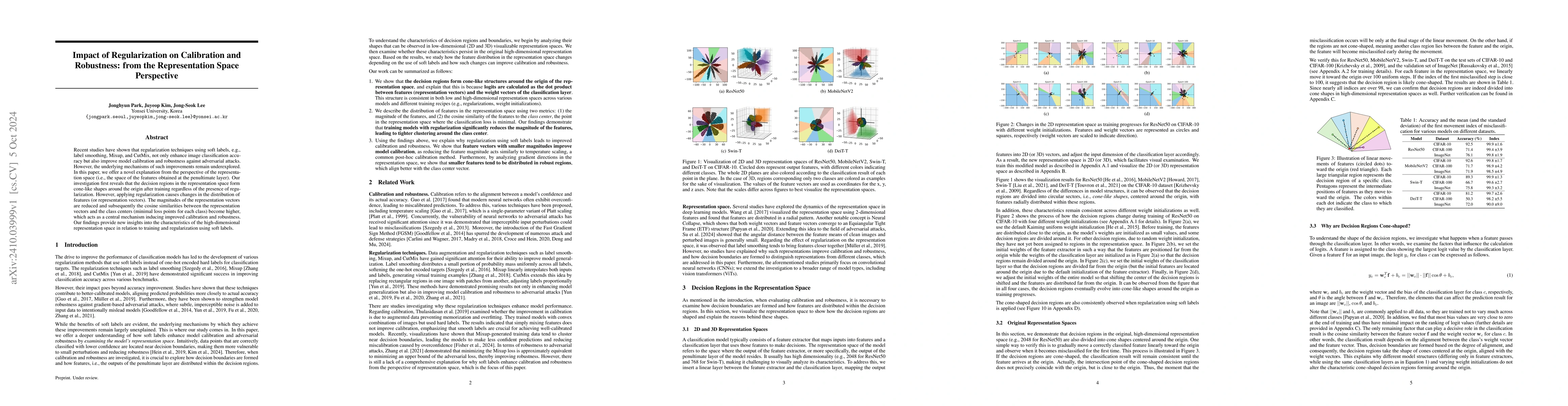 Thumbnail for Impact of Regularization on Calibration and Robustness: from the
  Representation Space Perspective