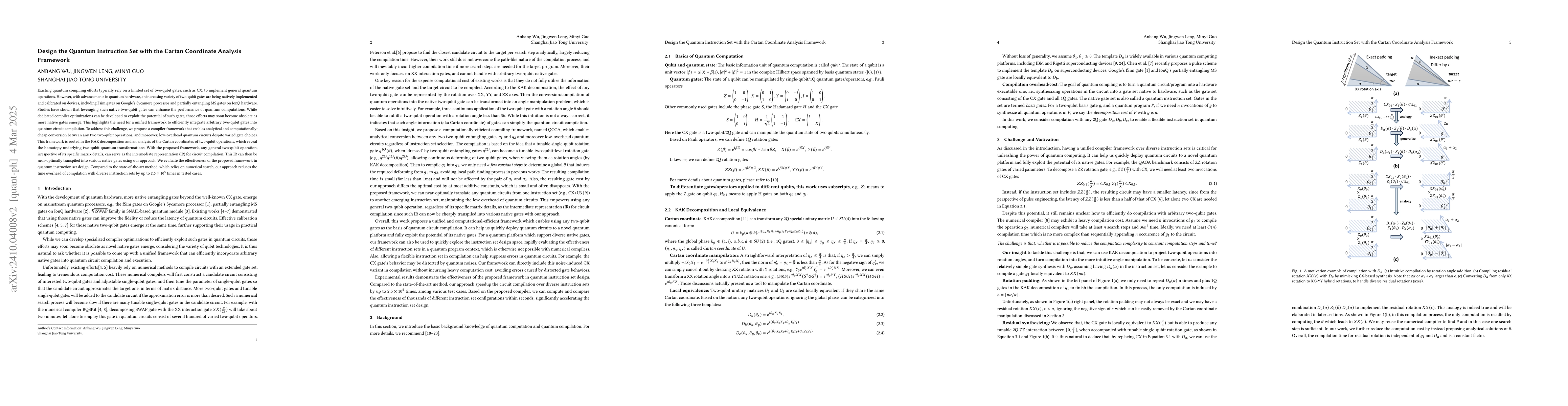 Thumbnail for Design the Quantum Instruction Set with the Cartan Coordinate Analysis
  Framework