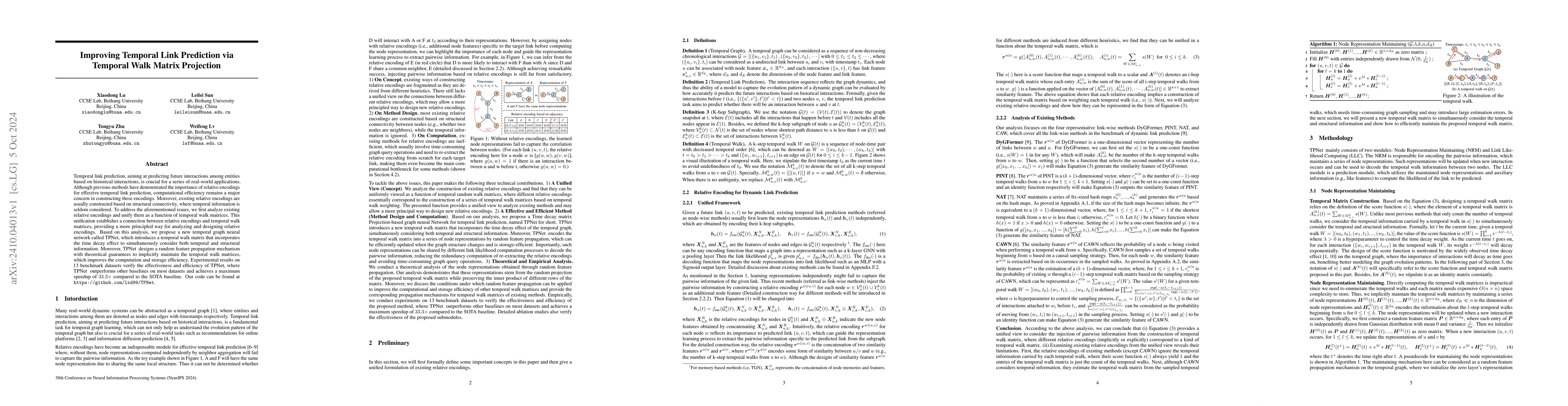Thumbnail for Improving Temporal Link Prediction via Temporal Walk Matrix Projection