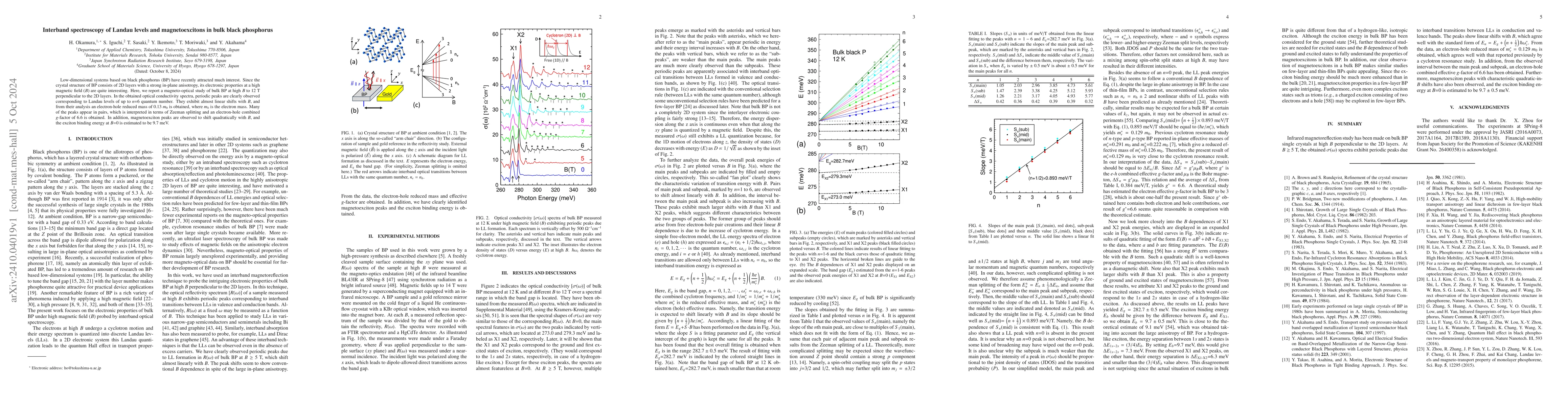 Thumbnail for Interband spectroscopy of Landau levels and magnetoexcitons in bulk
  black phosphorus