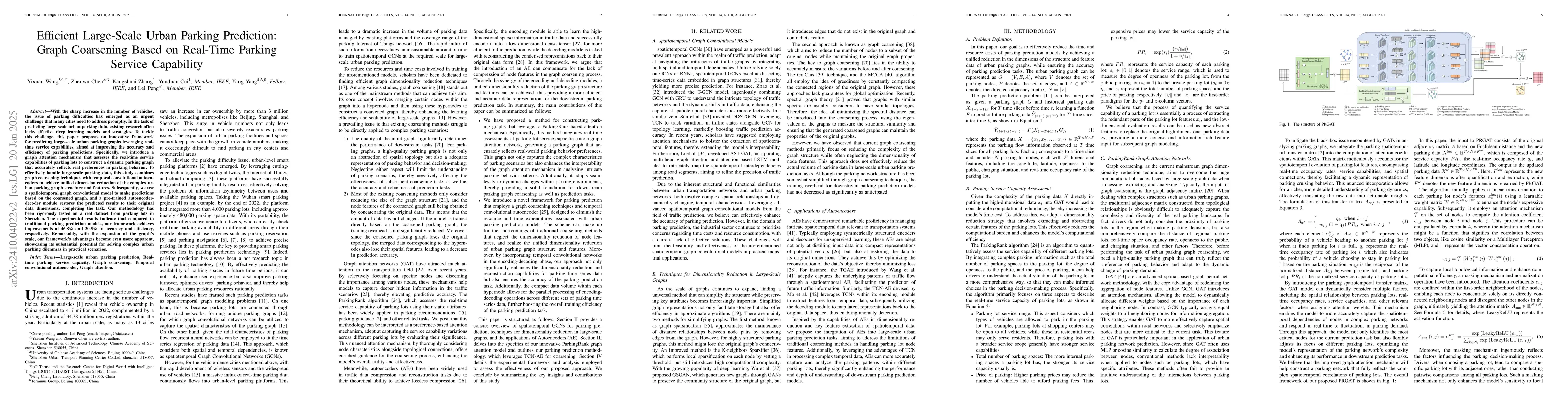 Thumbnail for Efficient Large-Scale Urban Parking Prediction: Graph Coarsening Based
  on Real-Time Parking Service Capability