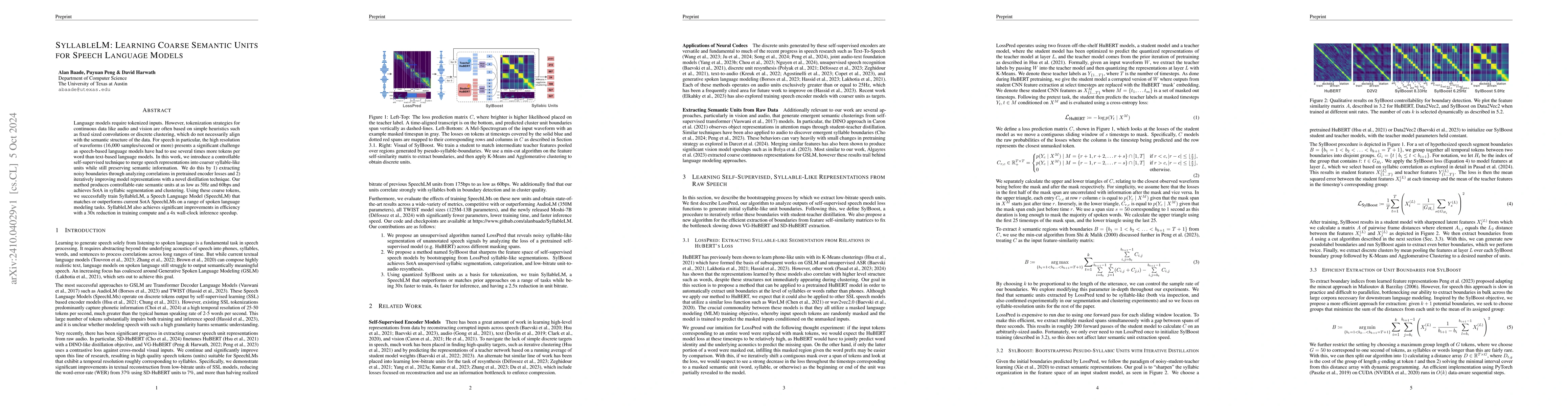 Thumbnail for SyllableLM: Learning Coarse Semantic Units for Speech Language Models