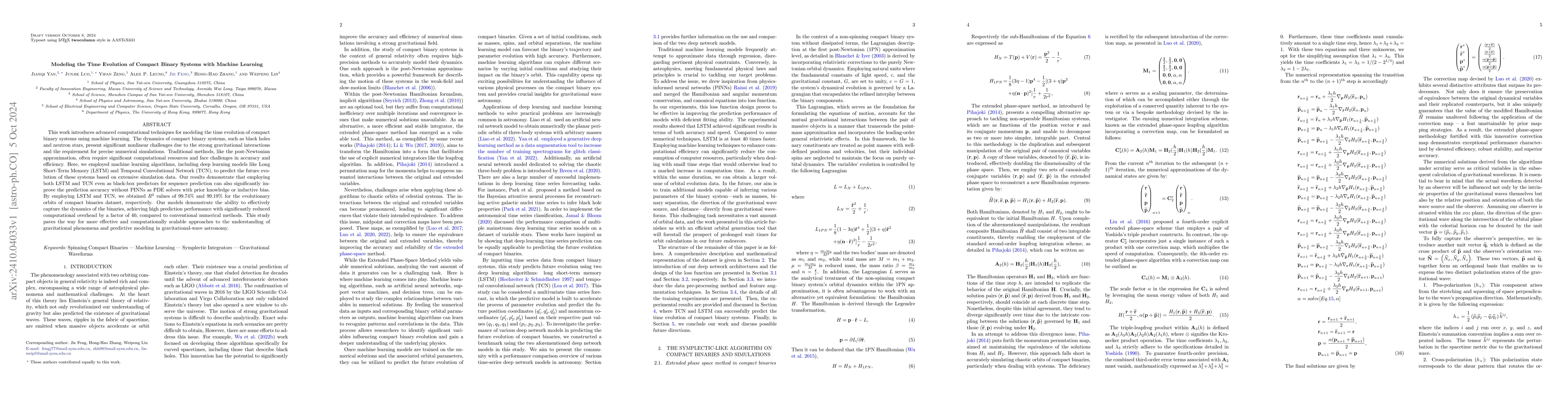 Thumbnail for Modeling the Time Evolution of Compact Binary Systems with Machine
  Learning