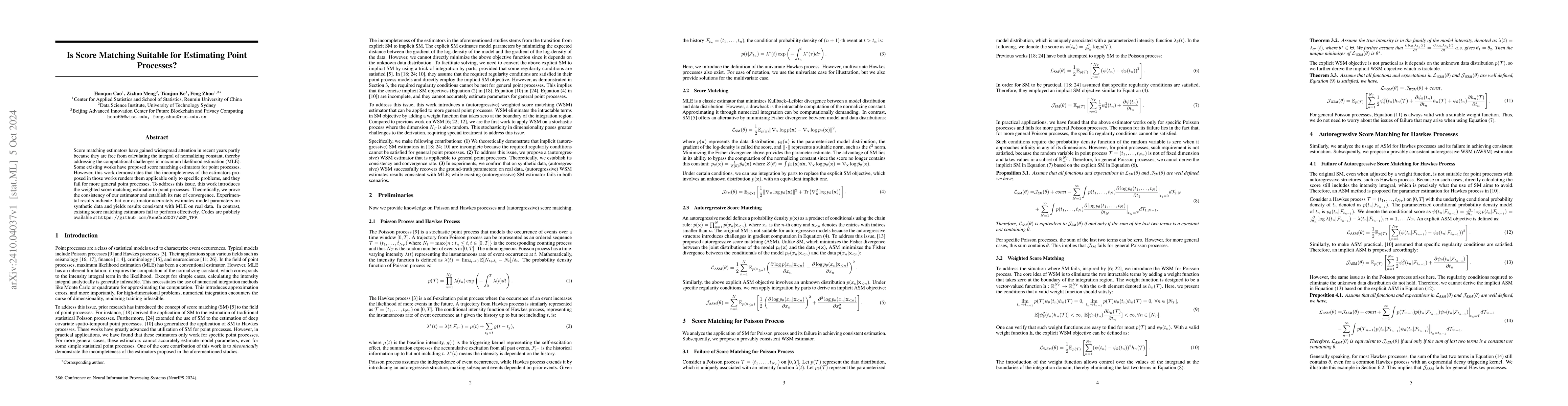 Thumbnail for Is Score Matching Suitable for Estimating Point Processes?