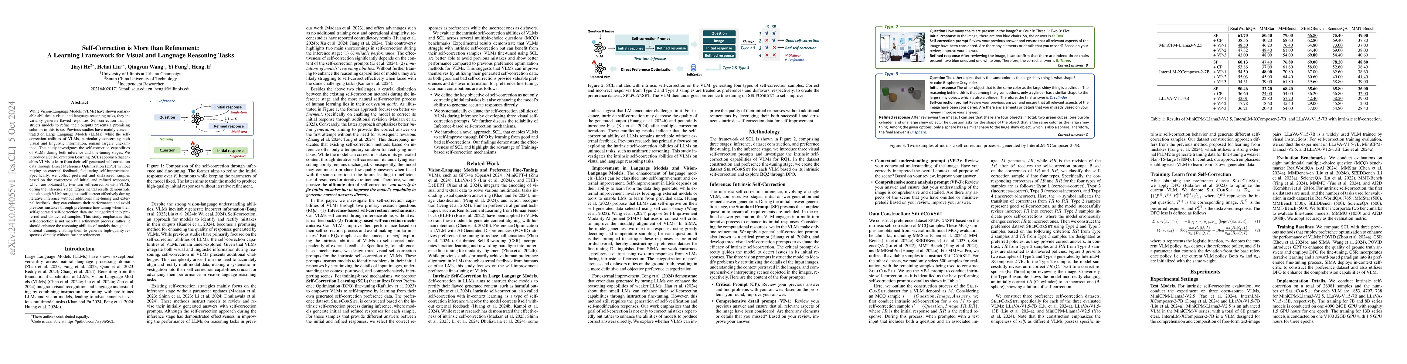 Thumbnail for Self-Correction is More than Refinement: A Learning Framework for Visual
  and Language Reasoning Tasks