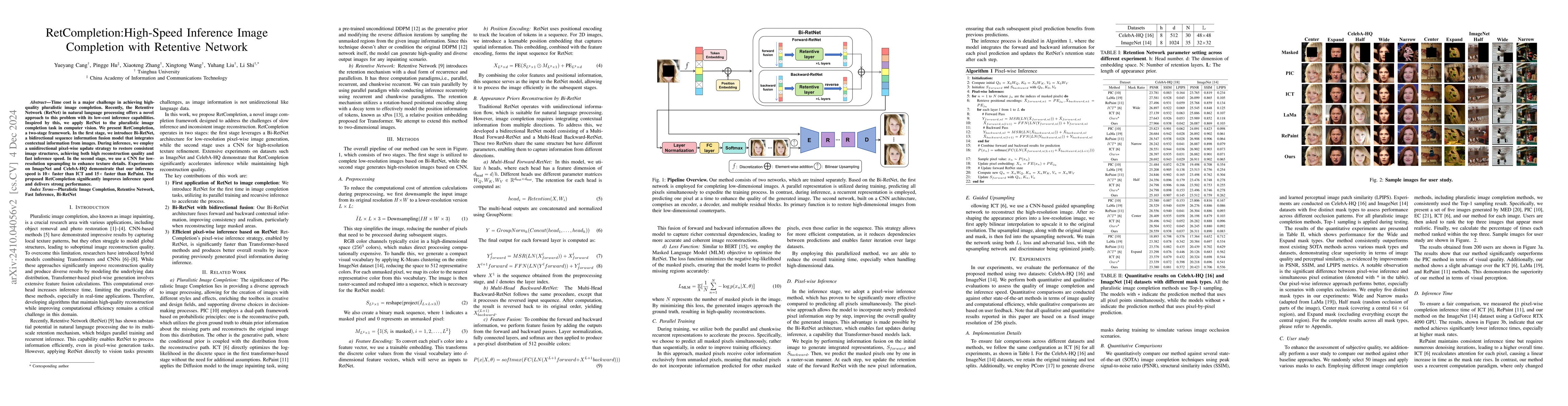Thumbnail for RetCompletion:High-Speed Inference Image Completion with Retentive
  Network