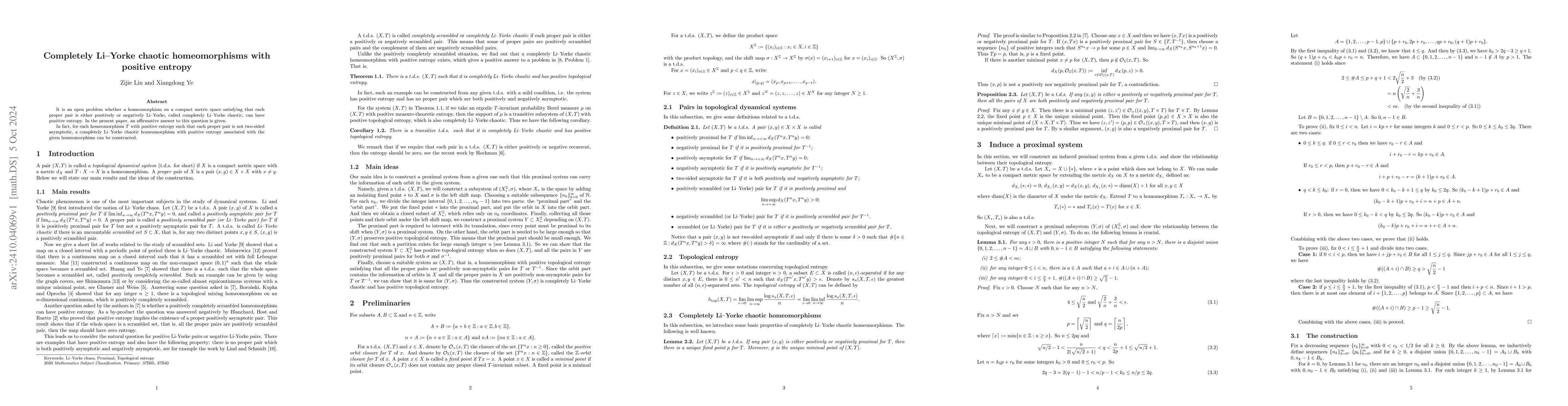 Thumbnail for Completely Li--Yorke chaotic homeomorphisms with positive entropy