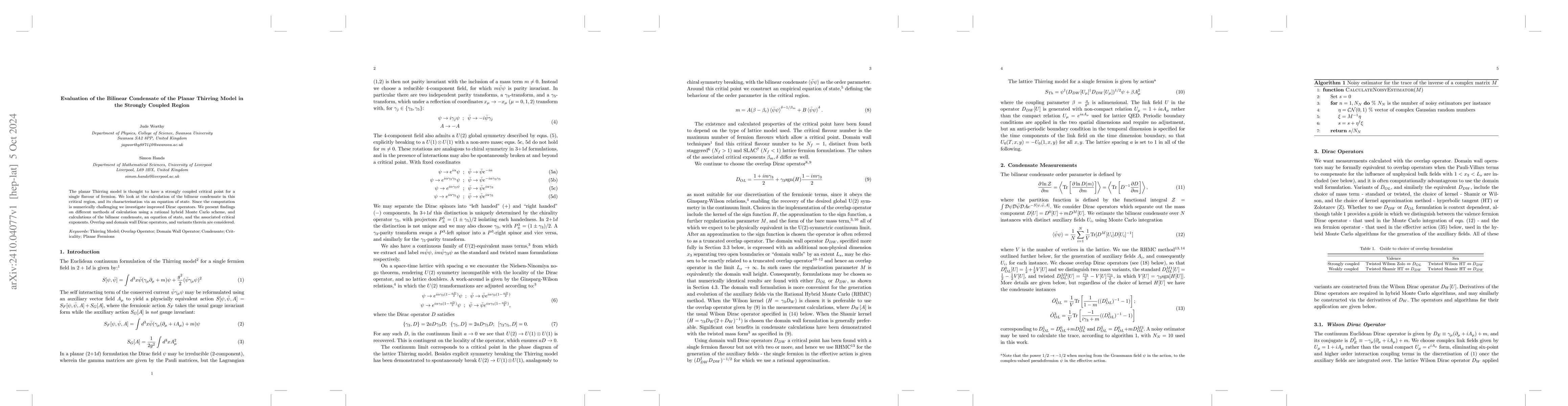 Thumbnail for Evaluation of the Bilinear Condensate of the Planar Thirring Model in
  the Strongly Coupled Region