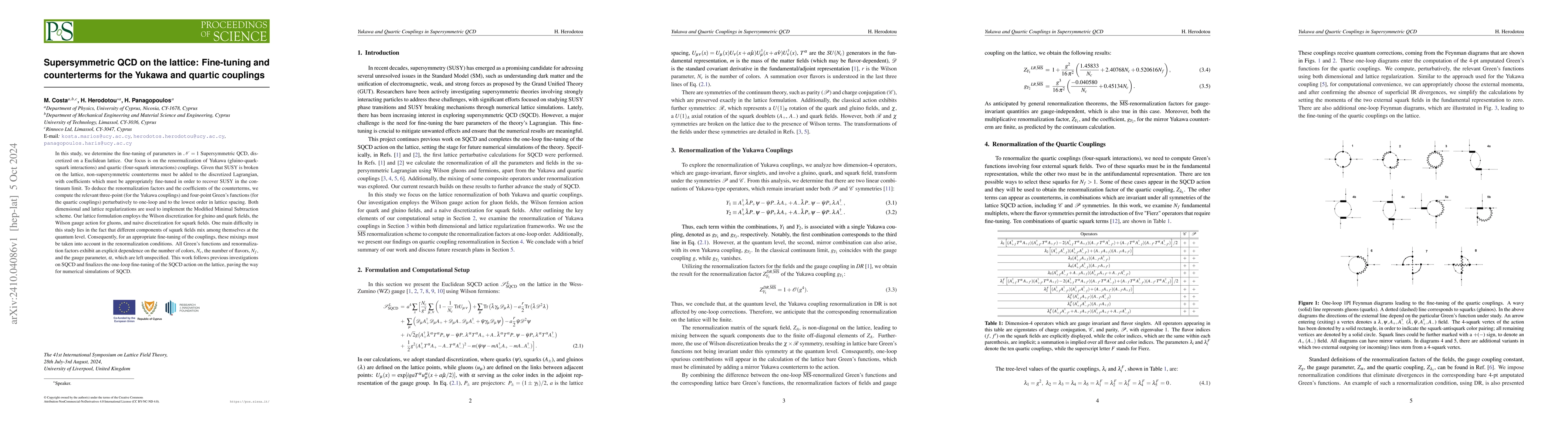 Thumbnail for Supersymmetric QCD on the lattice: Fine-tuning and counterterms for the
  Yukawa and quartic couplings