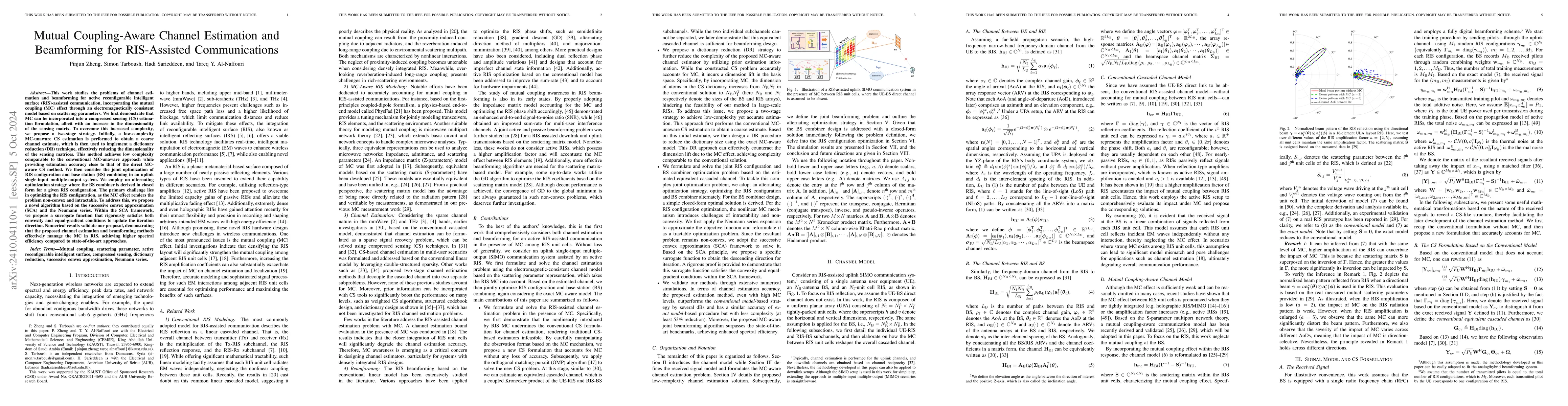 Thumbnail for Mutual Coupling-Aware Channel Estimation and Beamforming for
  RIS-Assisted Communications