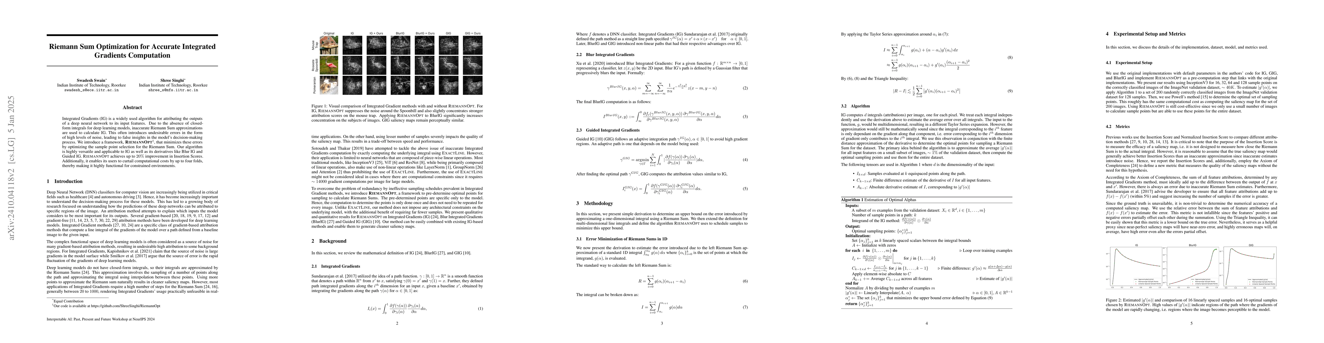 Thumbnail for Riemann Sum Optimization for Accurate Integrated Gradients Computation