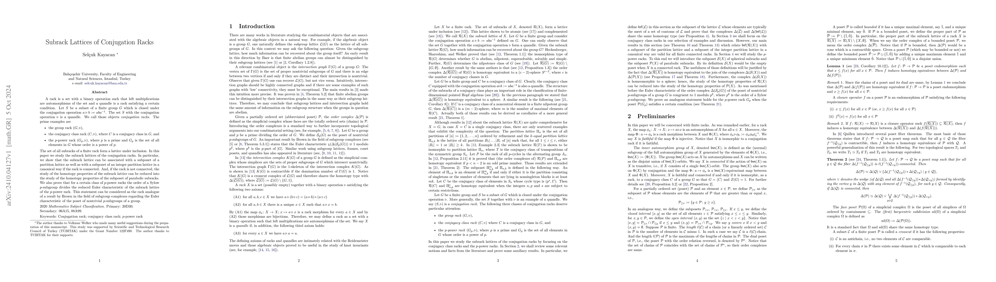 Thumbnail for Subrack Lattices of Conjugation Racks