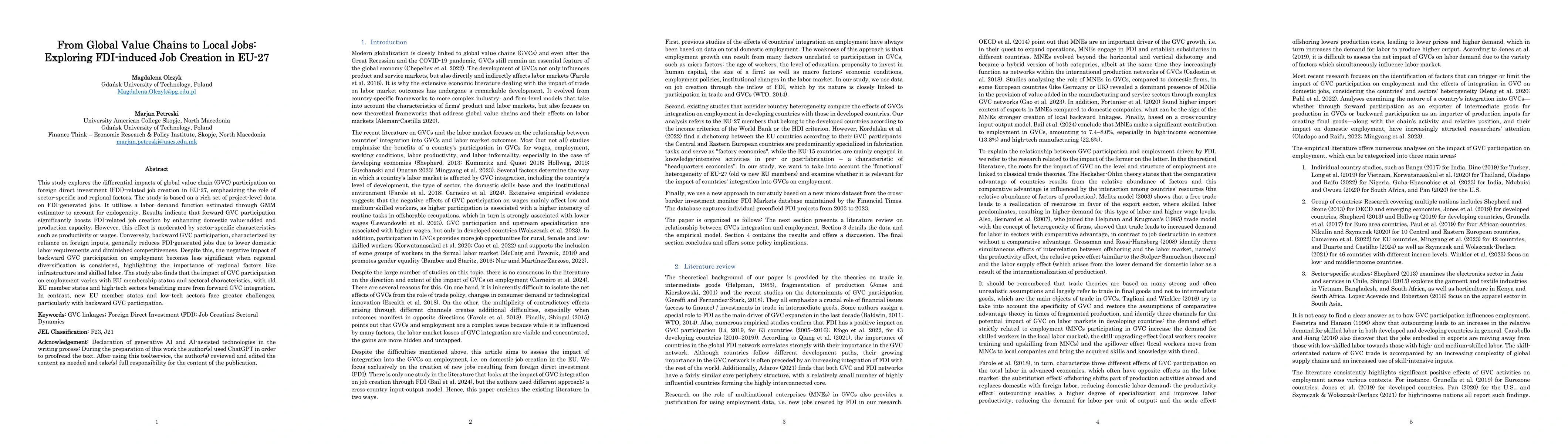 Thumbnail for From Global Value Chains to Local Jobs: Exploring FDI-induced Job
  Creation in EU-27