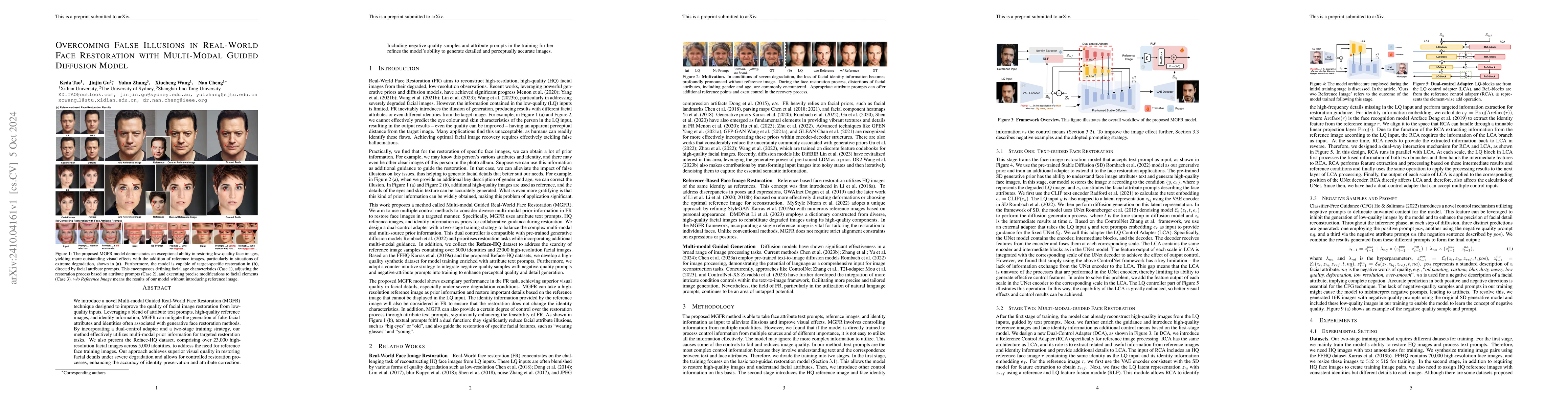 Thumbnail for Overcoming False Illusions in Real-World Face Restoration with
  Multi-Modal Guided Diffusion Model