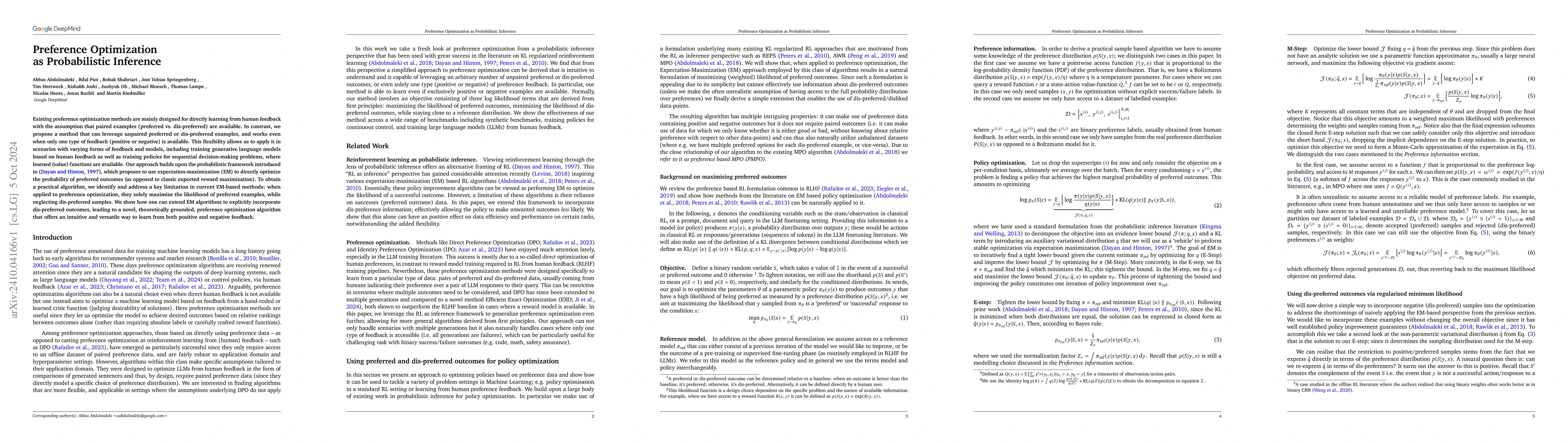 Thumbnail for Preference Optimization as Probabilistic Inference
