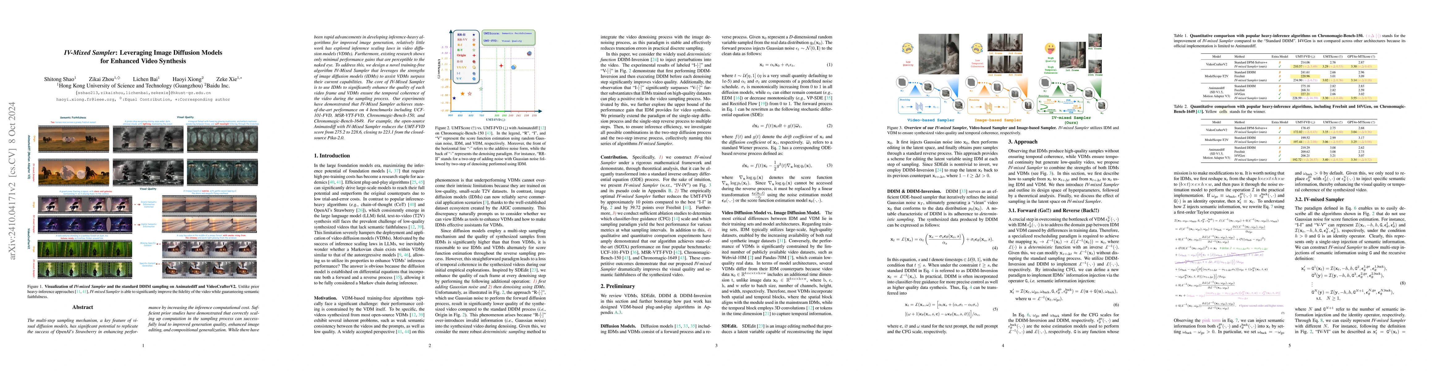 Thumbnail for IV-Mixed Sampler: Leveraging Image Diffusion Models for Enhanced Video
  Synthesis
