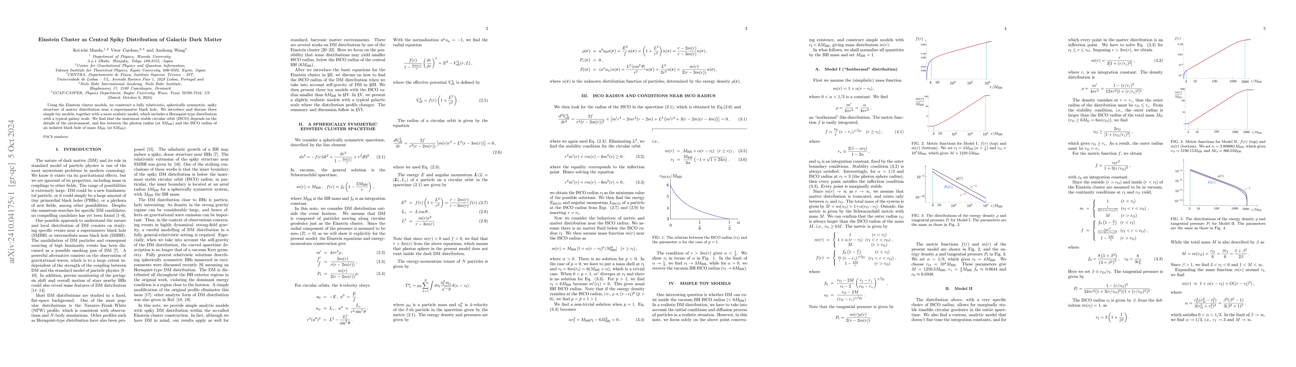 Thumbnail for Einstein Cluster as Central Spiky Distribution of Galactic Dark Matter