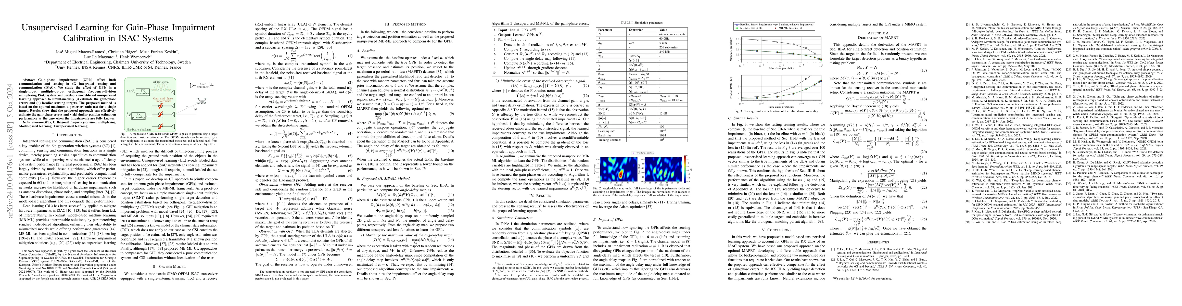 Thumbnail for Unsupervised Learning for Gain-Phase Impairment Calibration in ISAC
  Systems