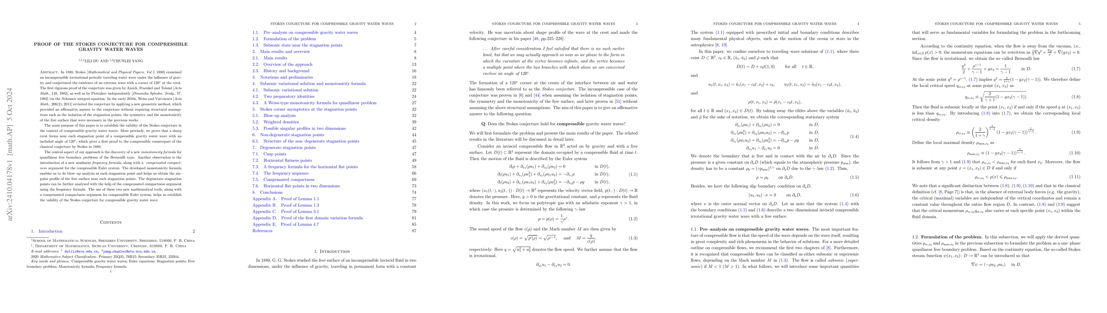 Thumbnail for Proof of the Stokes conjecture for compressible gravity water waves