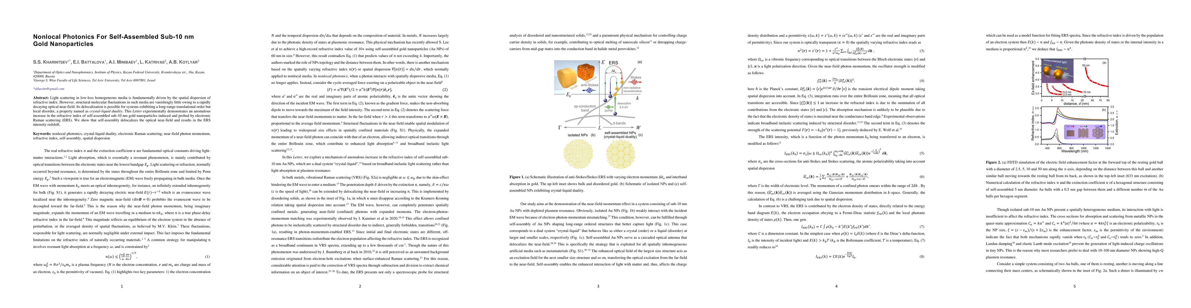 Thumbnail for Nonlocal Photonics For Self-Assembled Sub-10 nm Gold Nanoparticles