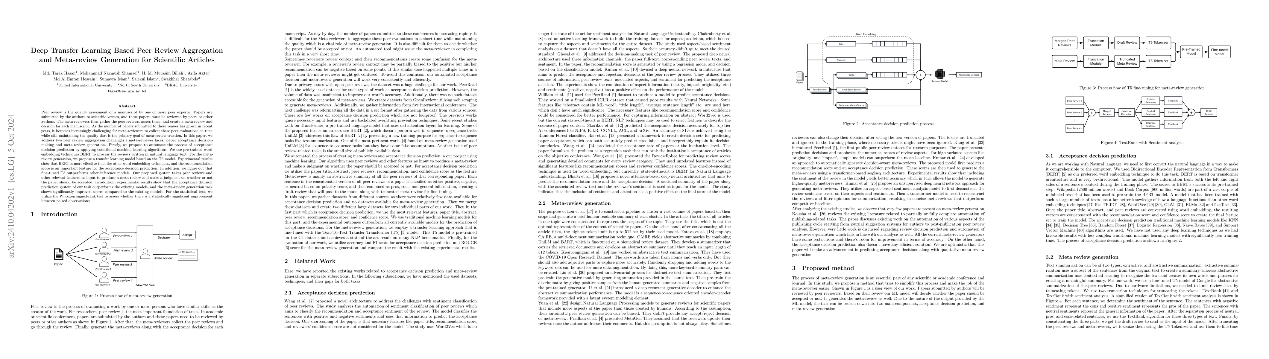 Thumbnail for Deep Transfer Learning Based Peer Review Aggregation and Meta-review
  Generation for Scientific Articles