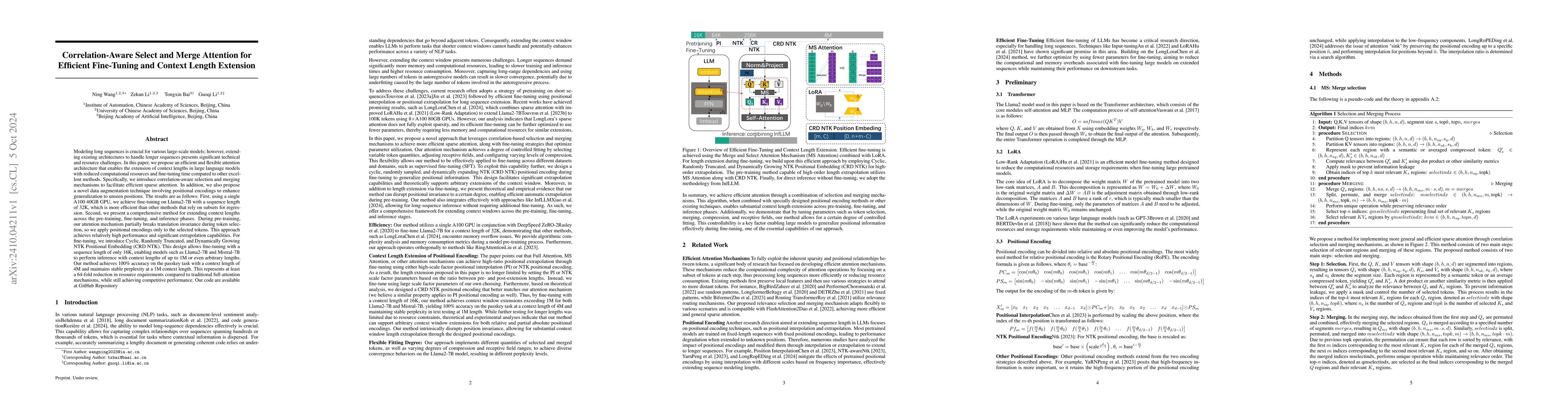 Thumbnail for Correlation-Aware Select and Merge Attention for Efficient Fine-Tuning
  and Context Length Extension