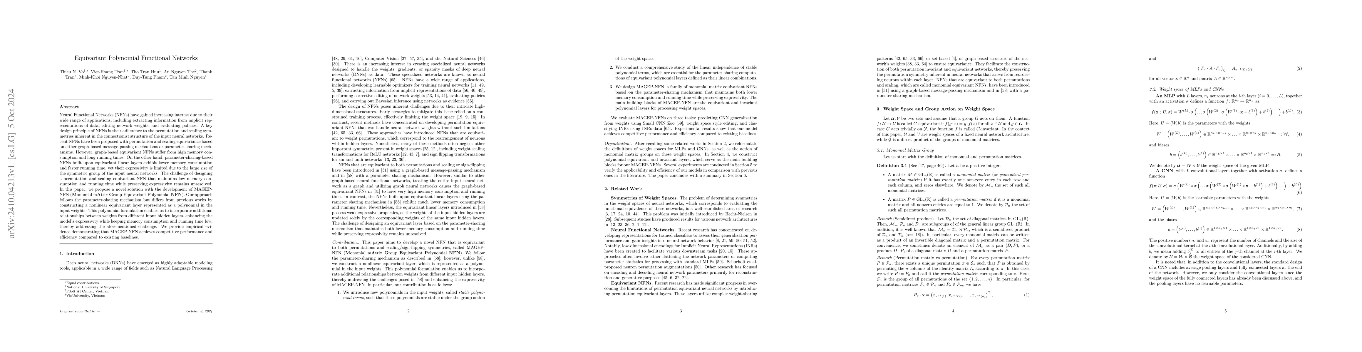 Thumbnail for Equivariant Polynomial Functional Networks