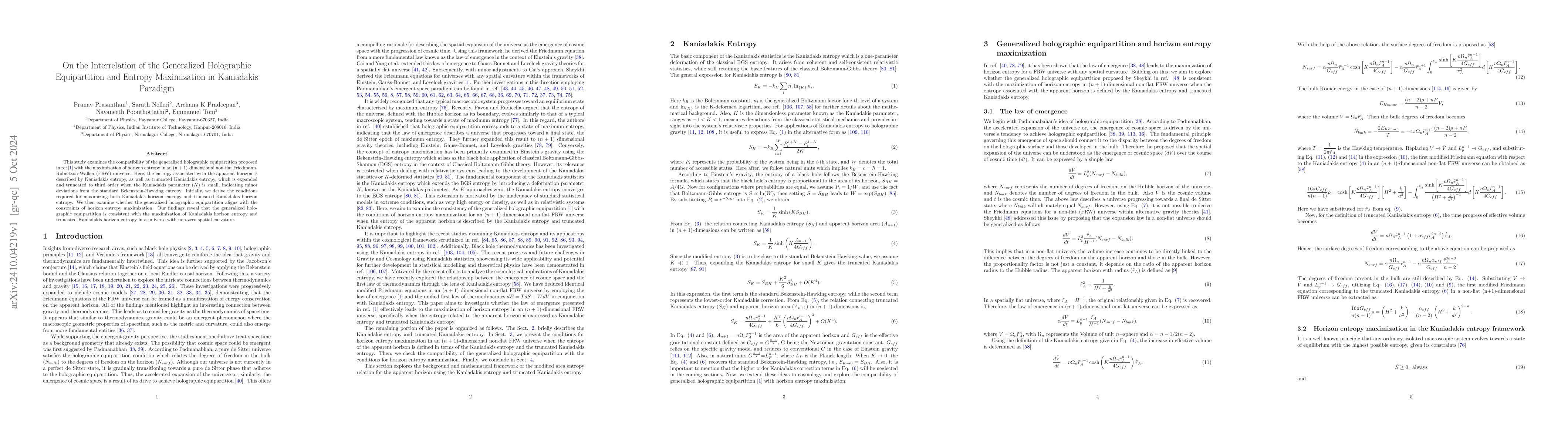 Thumbnail for On the Interrelation of the Generalized Holographic Equipartition and
  Entropy Maximization in Kaniadakis Paradigm