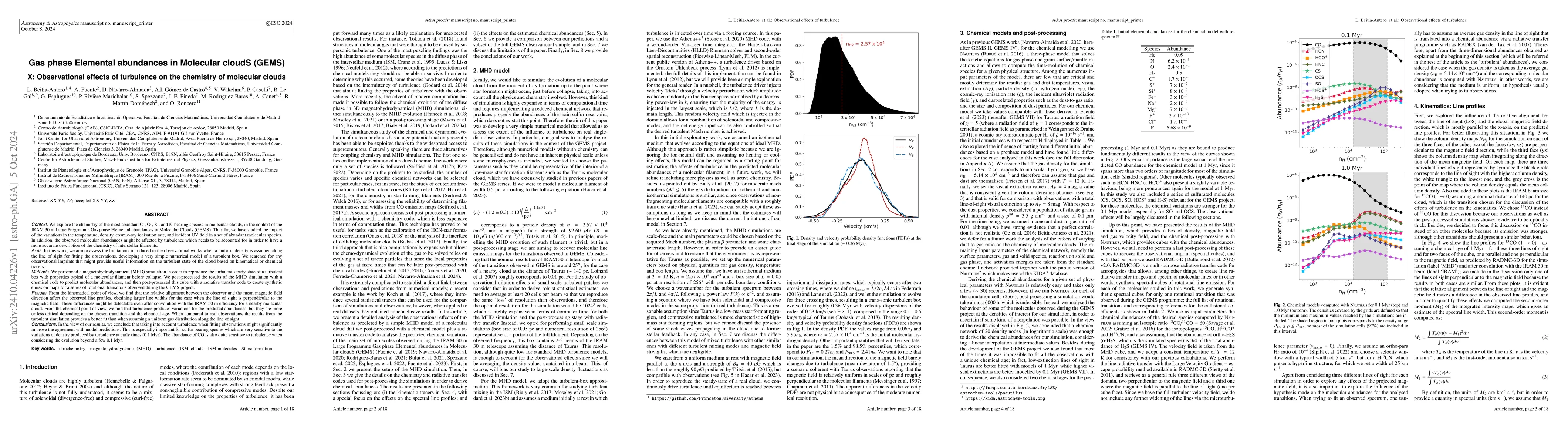 Thumbnail for Gas phase Elemental abundances in Molecular cloudS (GEMS). X.
  Observational effects of turbulence on the chemistry of molecular clouds