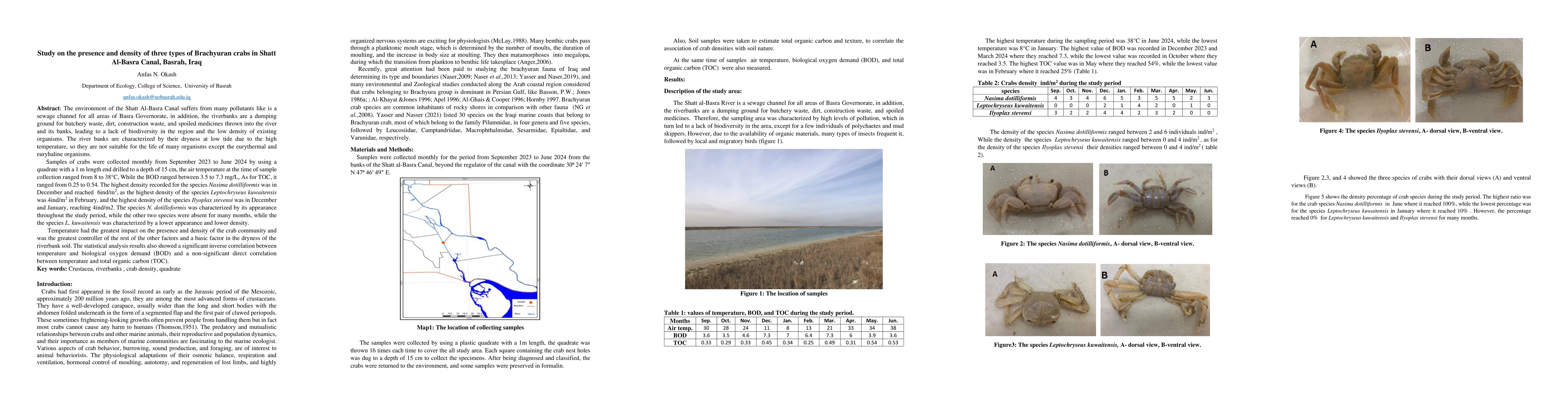 Thumbnail for Study on the presence and density of three types of Brachyuran crabs in
  Shatt Al-Basra Canal, Basrah, Iraq