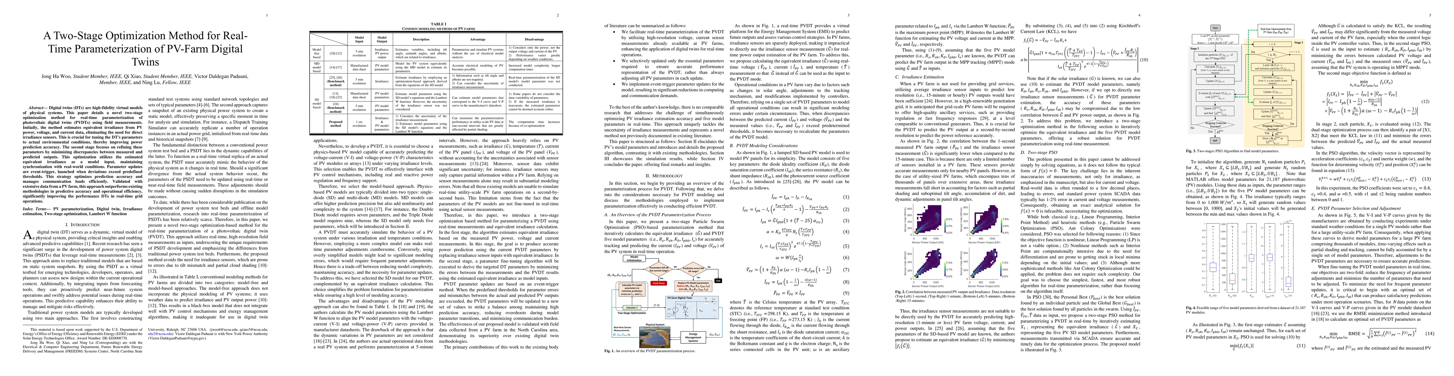 Thumbnail for A Two-Stage Optimization Method for Real-Time Parameterization of
  PV-Farm Digital Twin