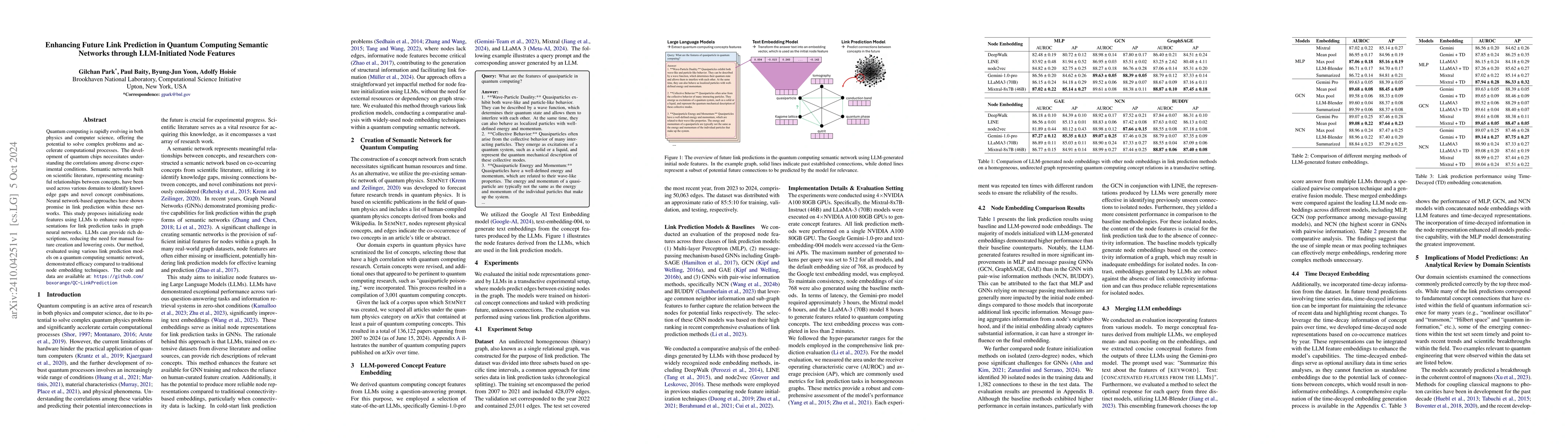 Thumbnail for Enhancing Future Link Prediction in Quantum Computing Semantic Networks
  through LLM-Initiated Node Features