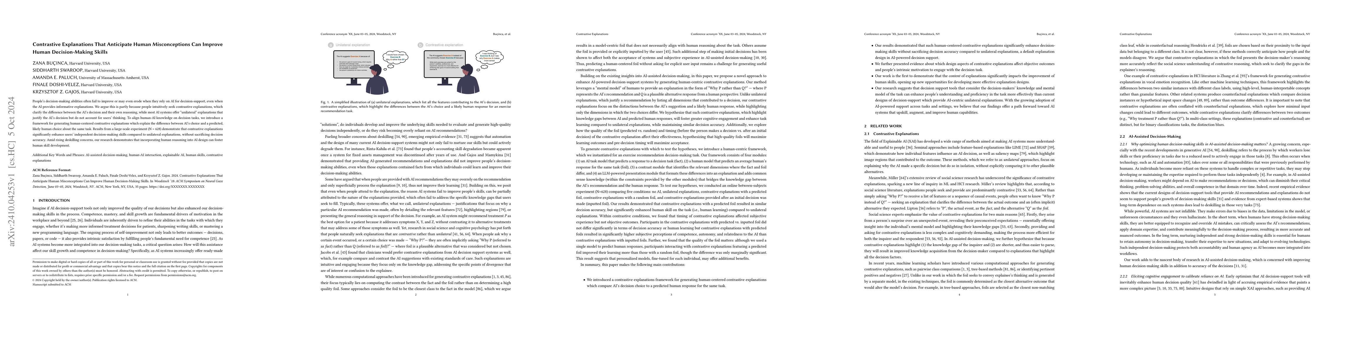 Thumbnail for Contrastive Explanations That Anticipate Human Misconceptions Can
  Improve Human Decision-Making Skills
