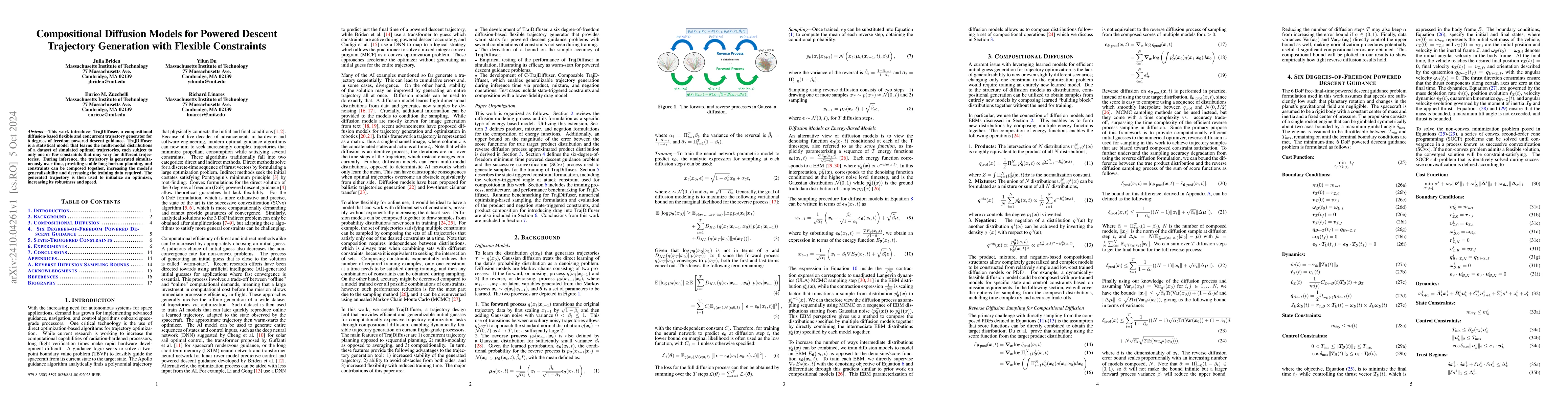 Thumbnail for Compositional Diffusion Models for Powered Descent Trajectory Generation
  with Flexible Constraints